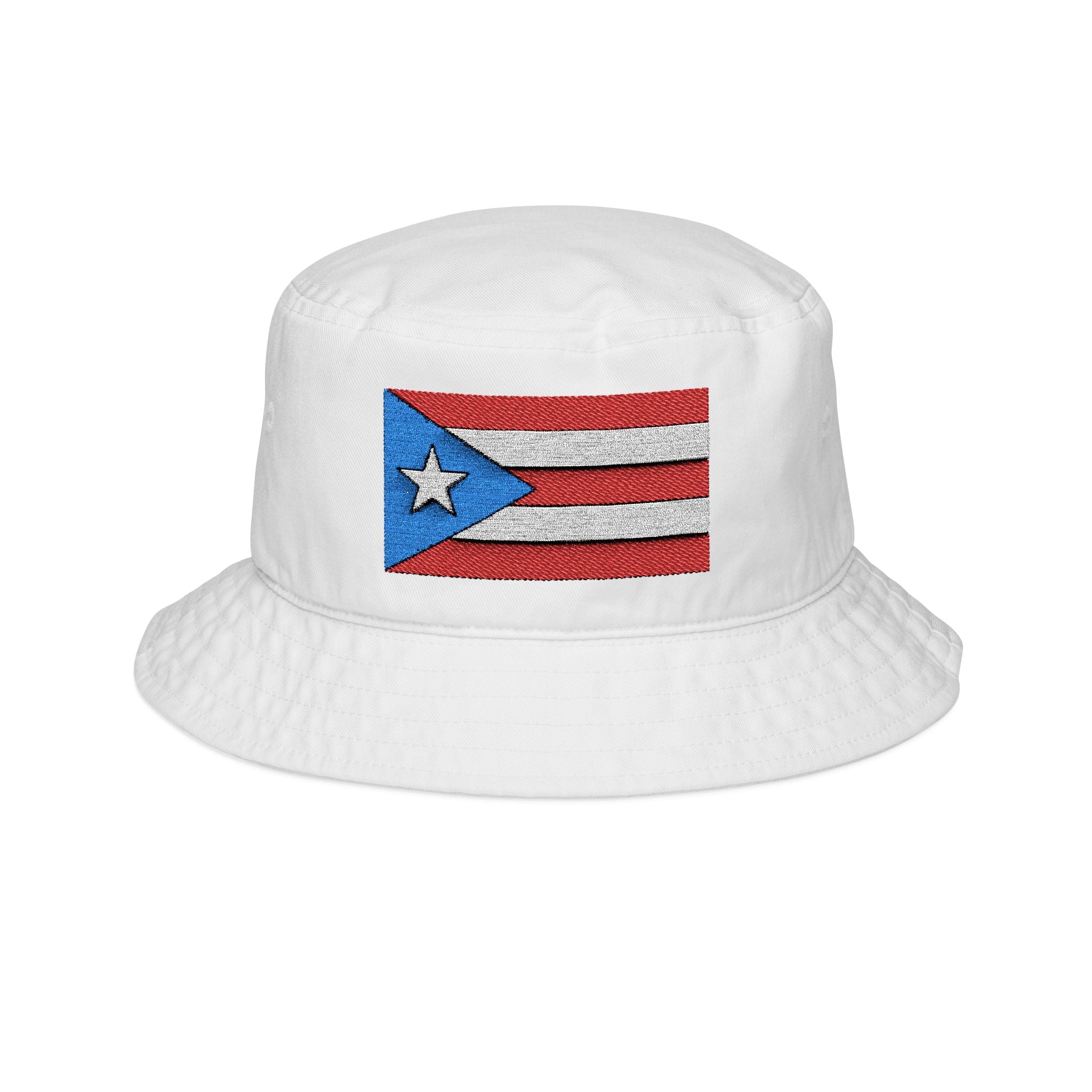Puerto Rico Flag Embroidered Bucket Hat — Puerto Rican Pride Sun Hat