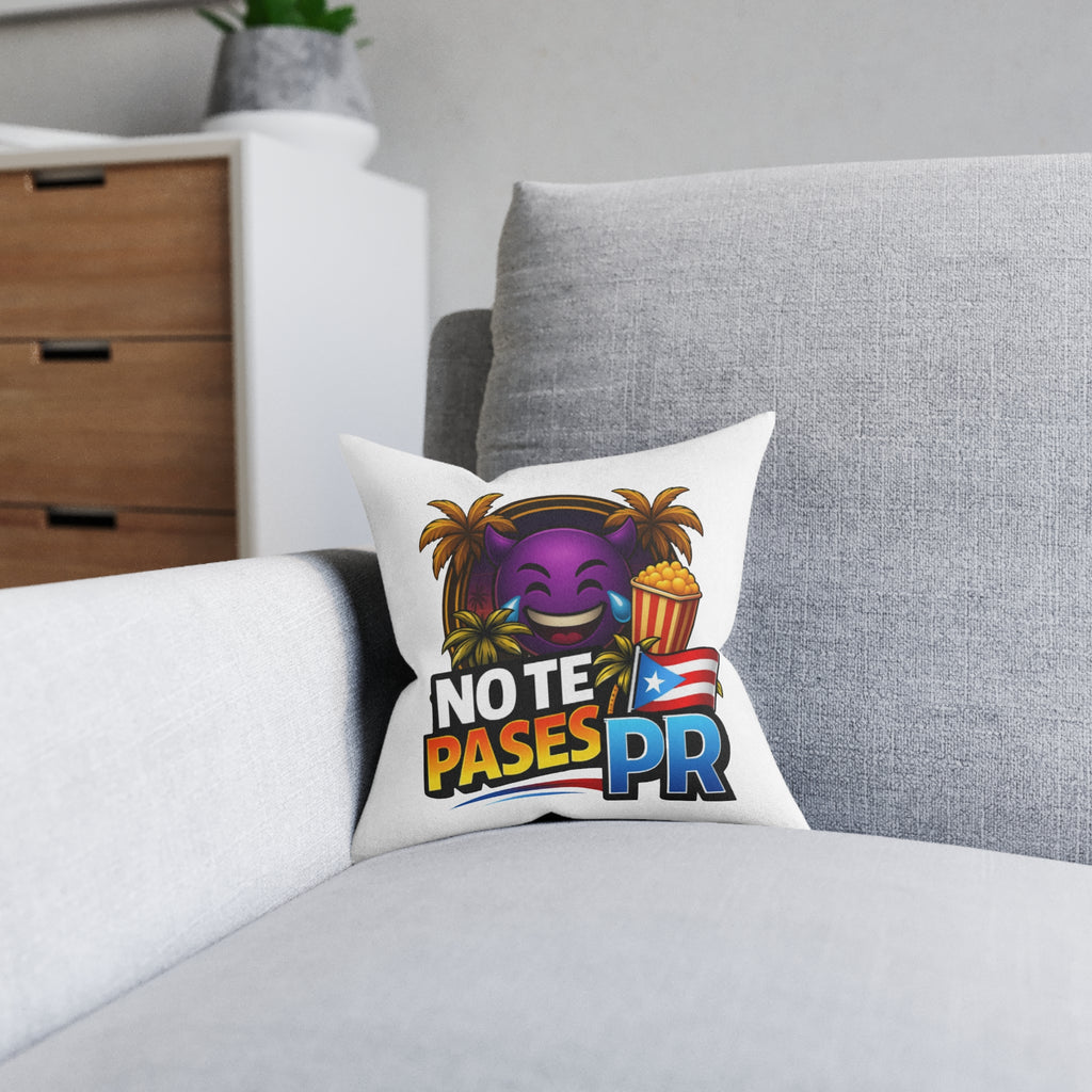 No Te Pases PR Square Pillow – Puerto Rico Emoji Beach Flag Accent Pillow