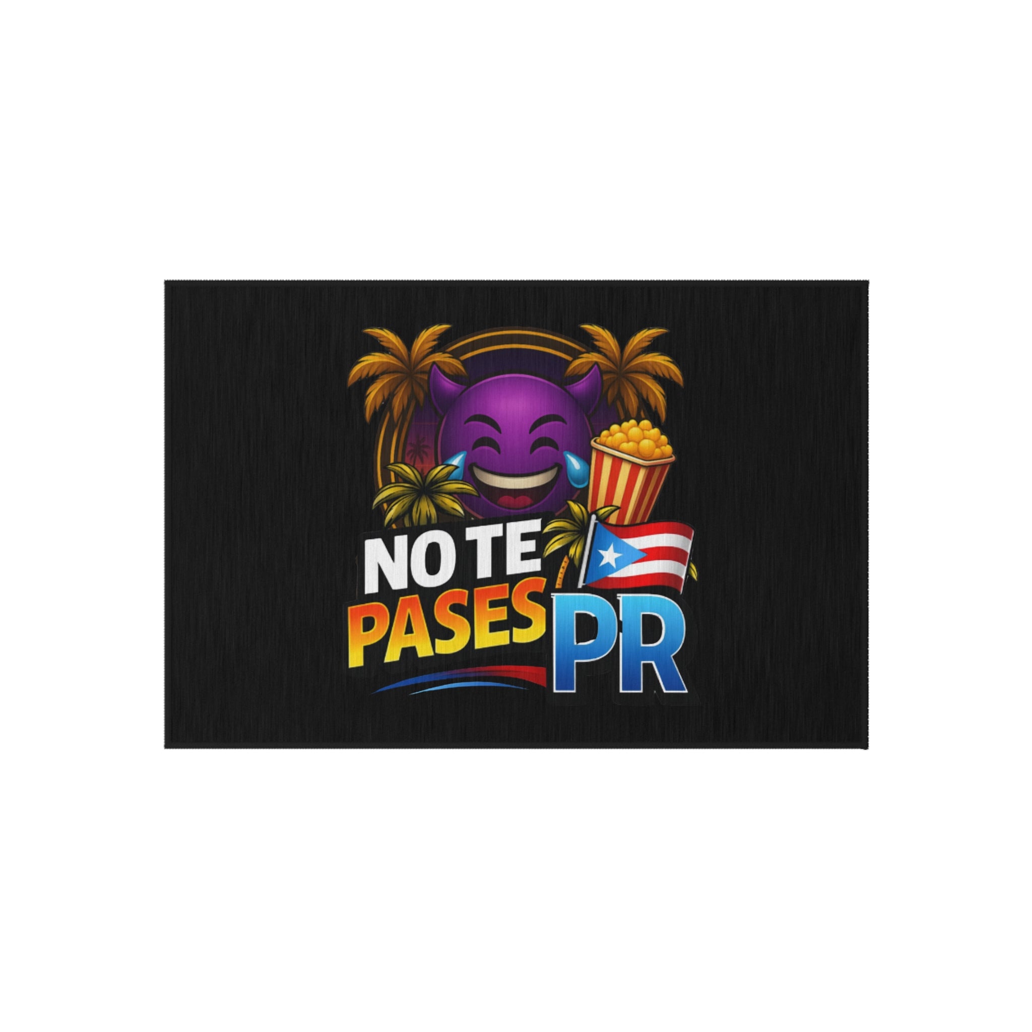 Outdoor Rug — "No Te Pases PR" Puerto Rico Emoji Patio Mat