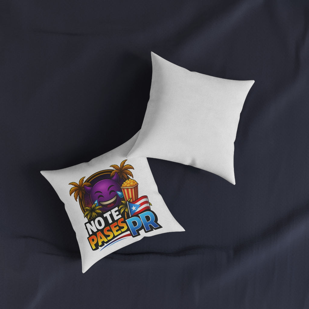 No Te Pases PR Square Pillow – Puerto Rico Emoji Beach Flag Accent Pillow
