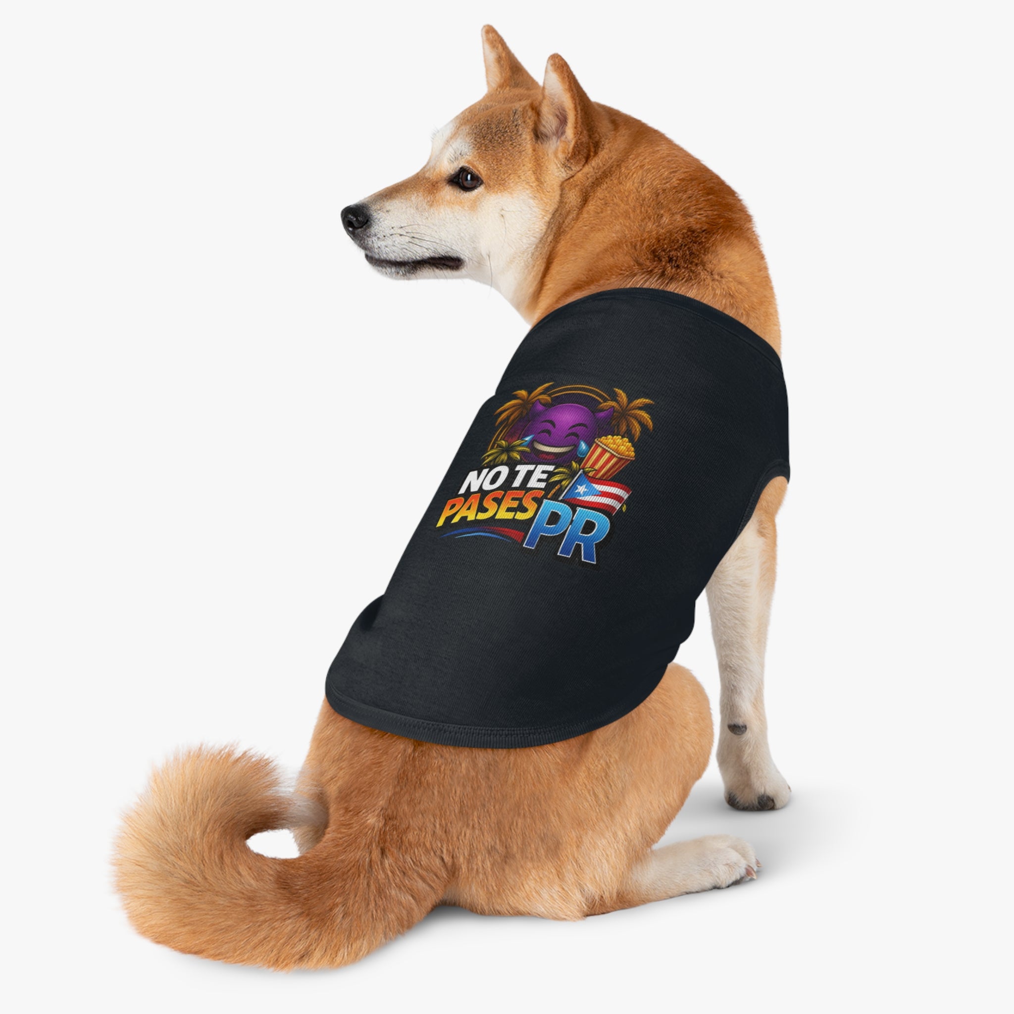 Pet Tank Top — "No Te Pases PR" Puerto Rican Emoji Graphic
