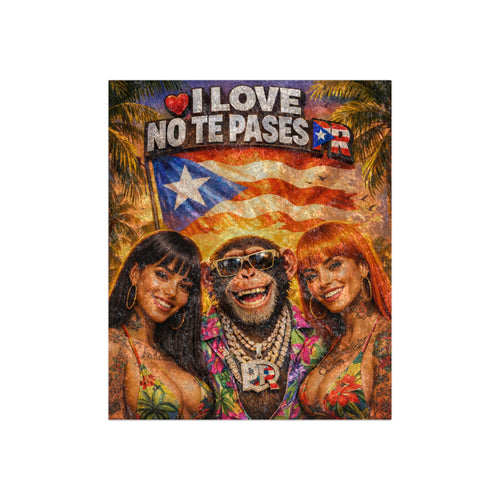 Crushed Velvet Blanket - "I Love No Te Pares" Puerto Rican Flag Tropical Throw