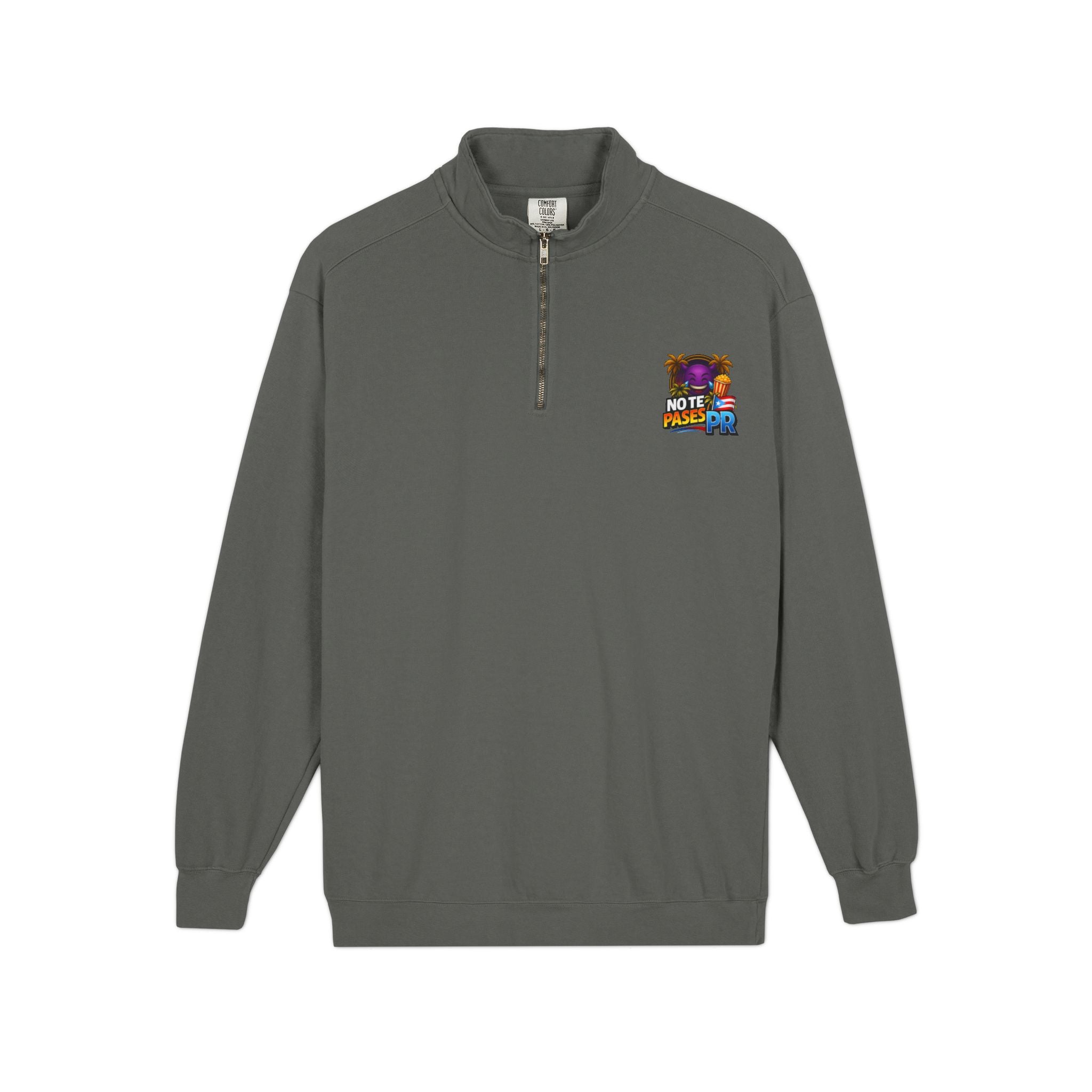 Quarter-Zip Sweatshirt — 'No Te Pases PR' Puerto Rico Emoji Design