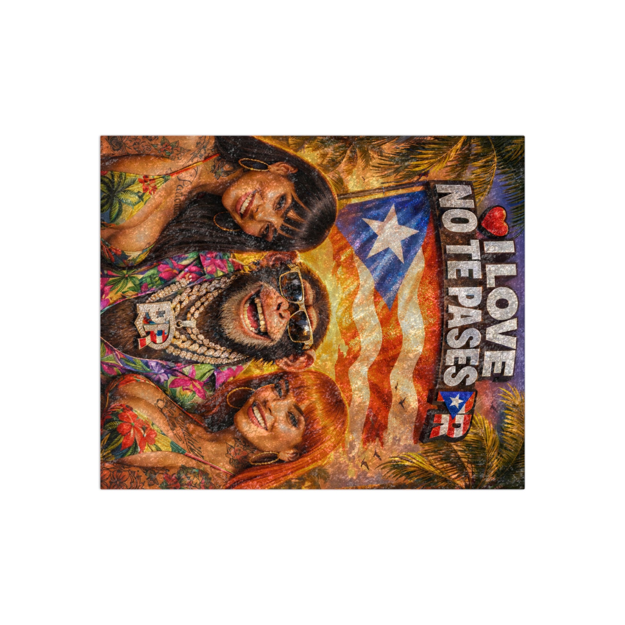 Crushed Velvet Blanket - "I Love No Te Pares" Puerto Rican Flag Tropical Throw