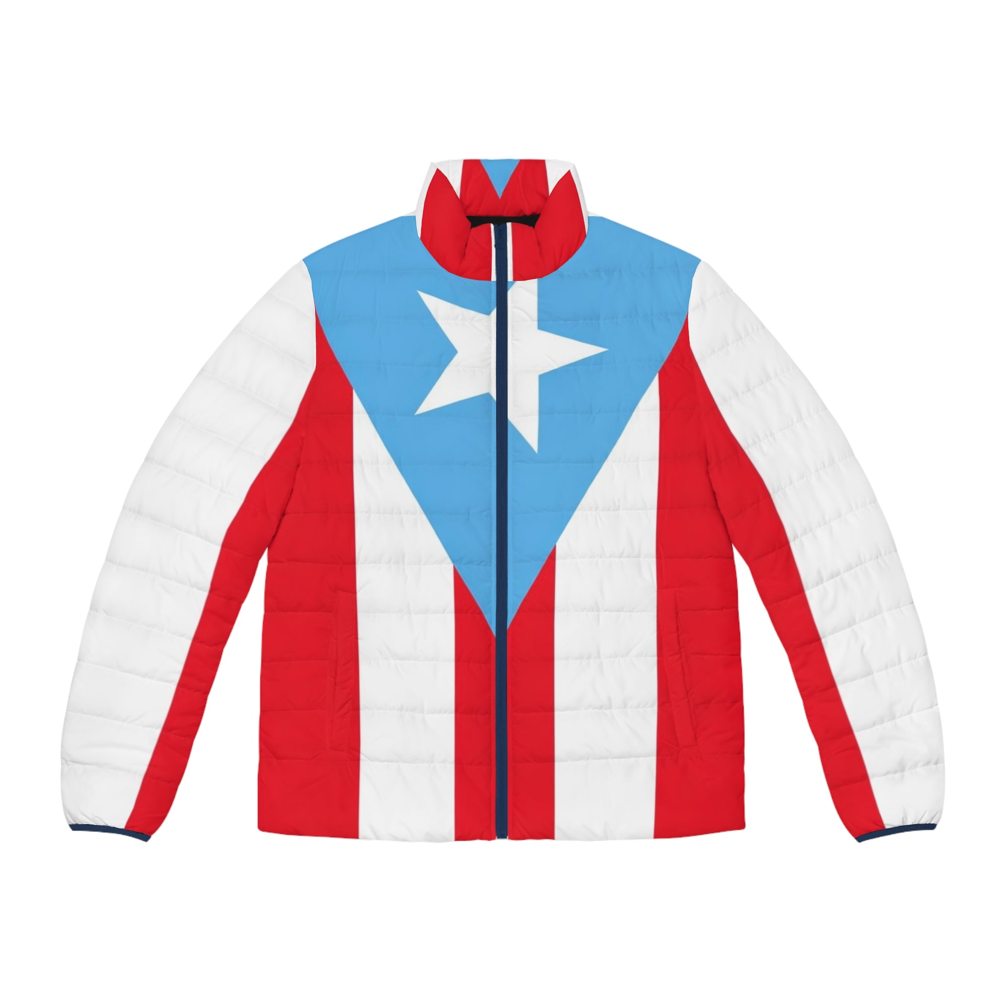 Puerto Rico Flag Puffer Jacket — Men’s Patriotic Quilted Coat