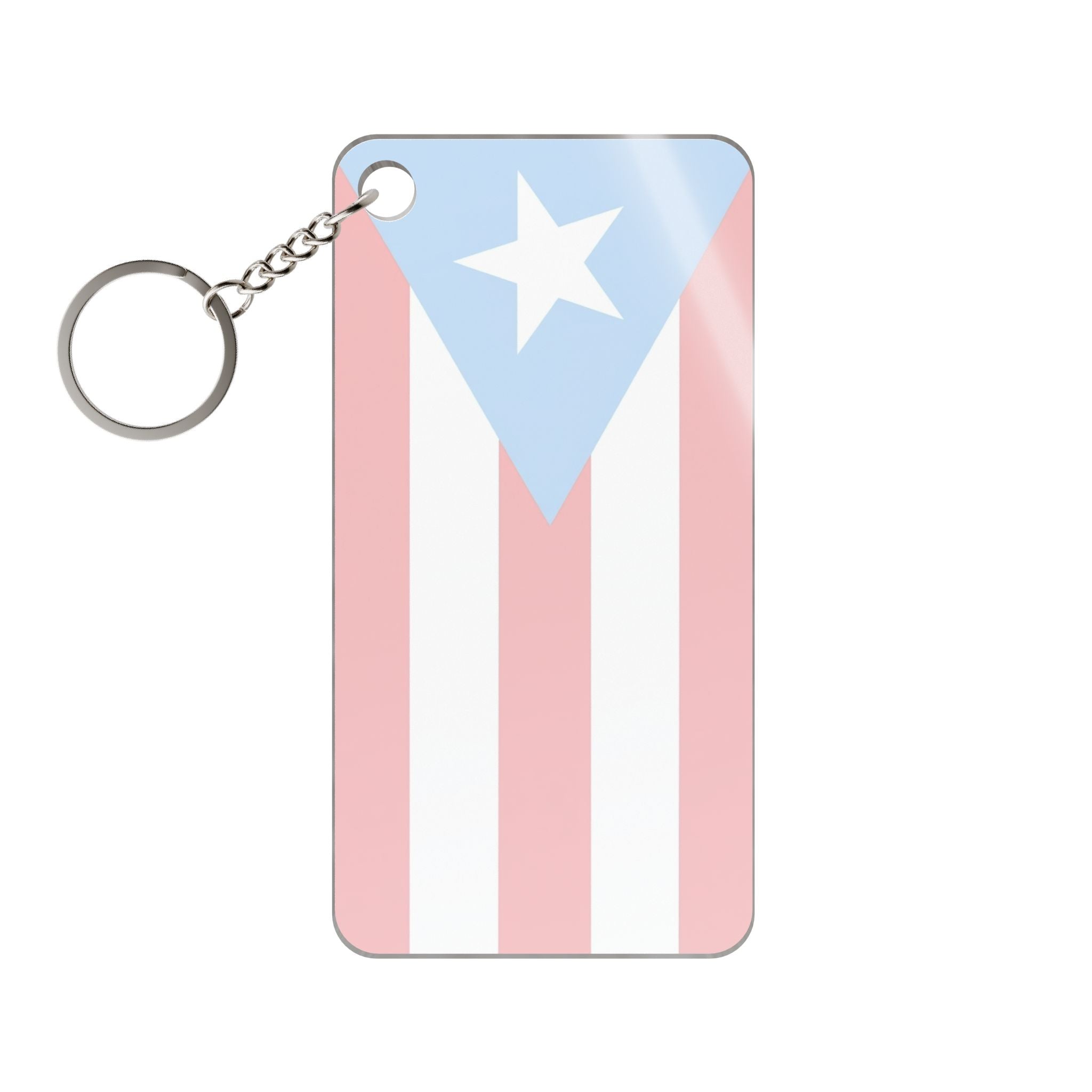 Puerto Rico Flag Keychain Charm — Puerto Rican Pride Acrylic Key Ring