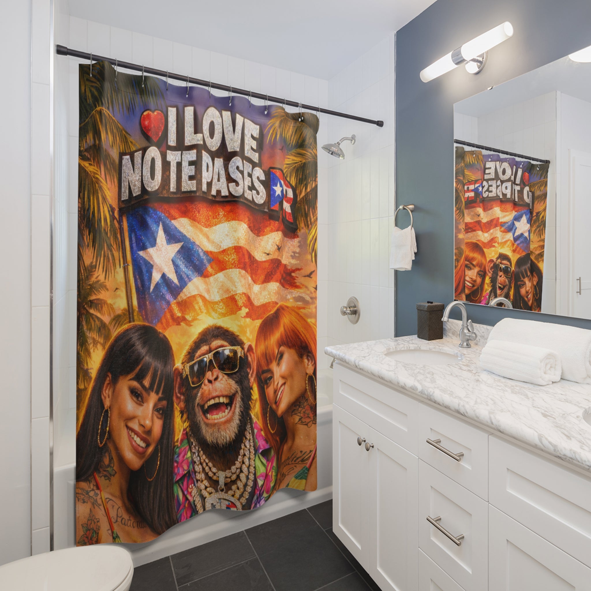 Puerto Rico 'I Love No Te Pases' Tropical Shower Curtain