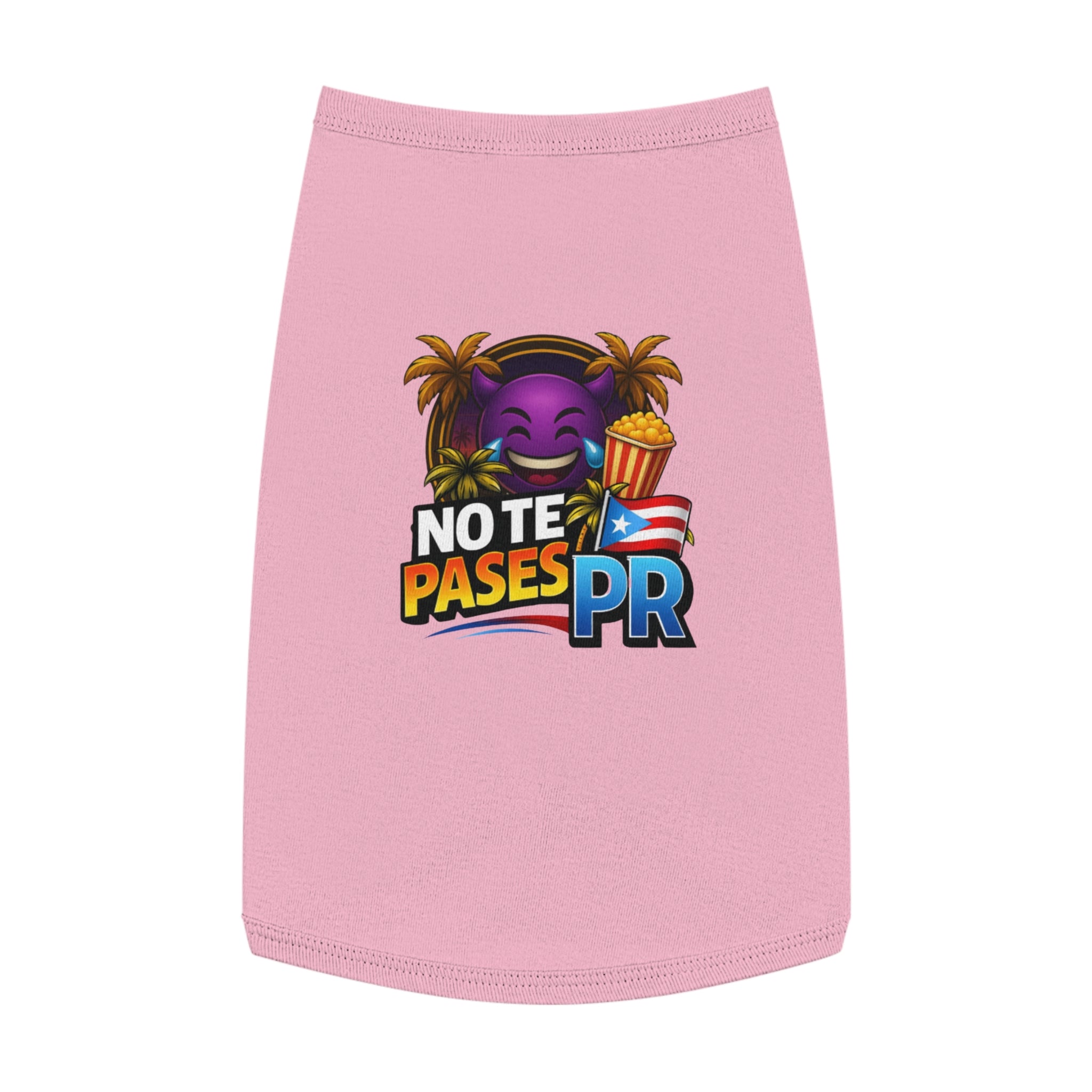 Pet Tank Top — "No Te Pases PR" Puerto Rican Emoji Graphic