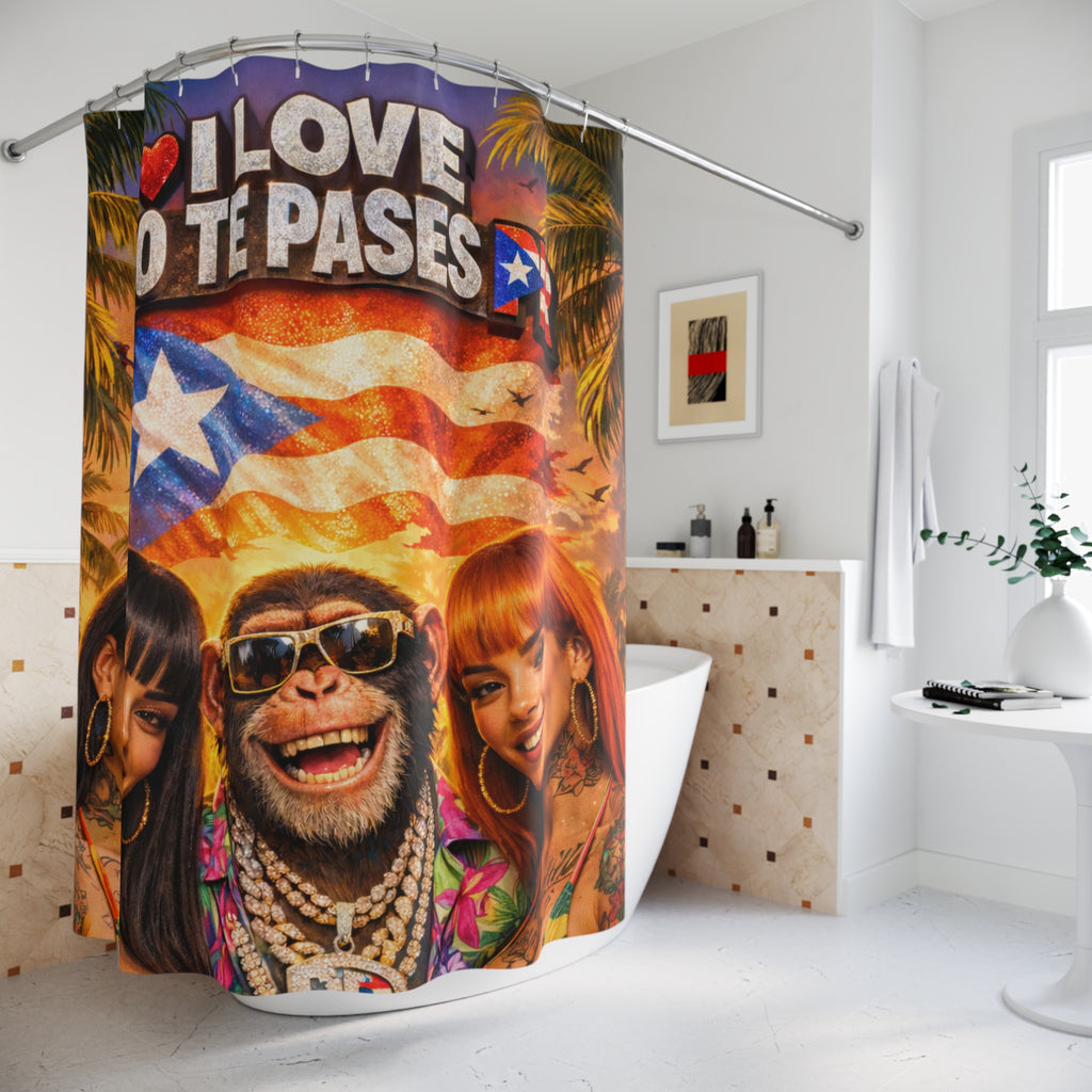 Puerto Rico 'I Love No Te Pases' Tropical Shower Curtain
