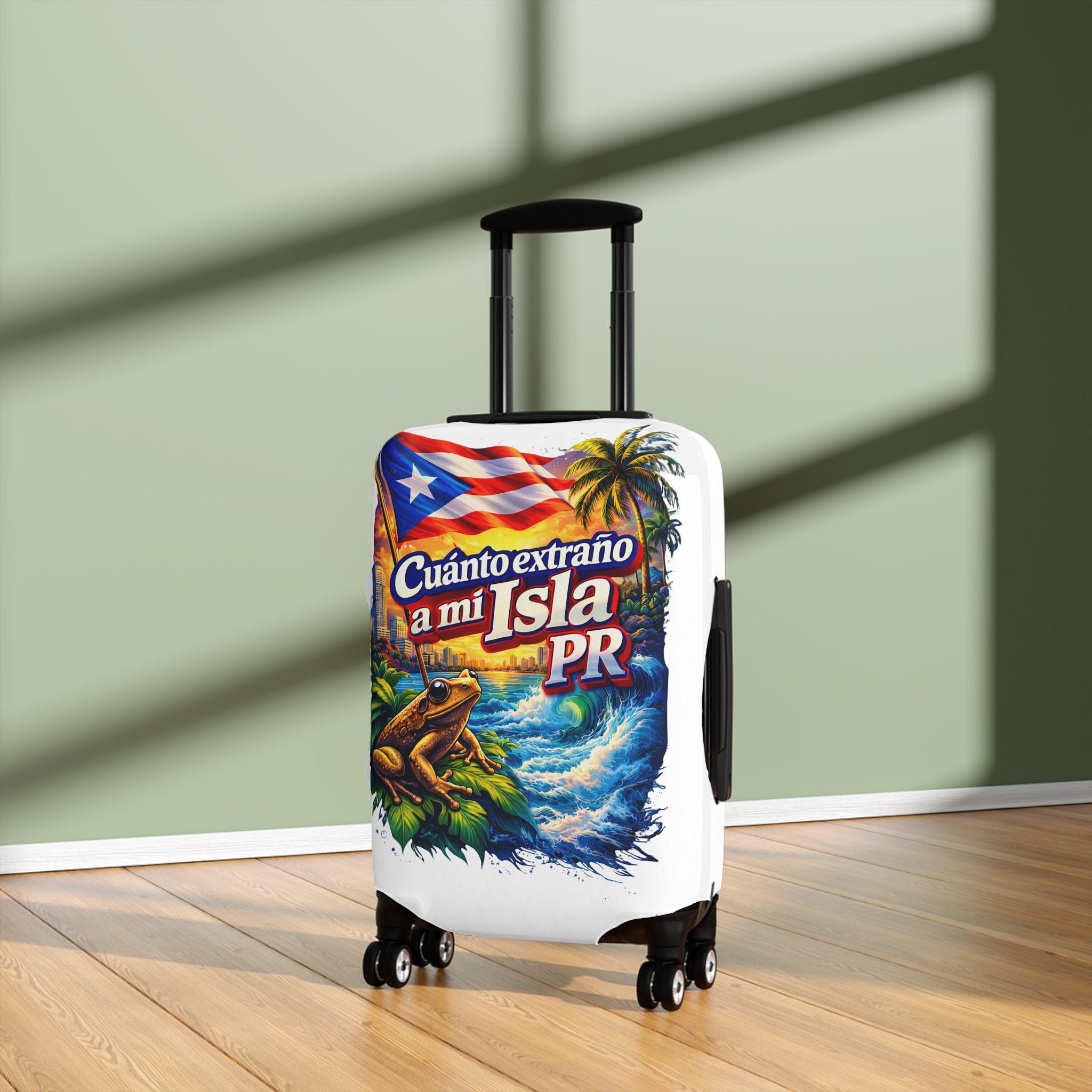 Puerto Rico Luggage Cover - "Cuánto extraño a mi Isla PR"