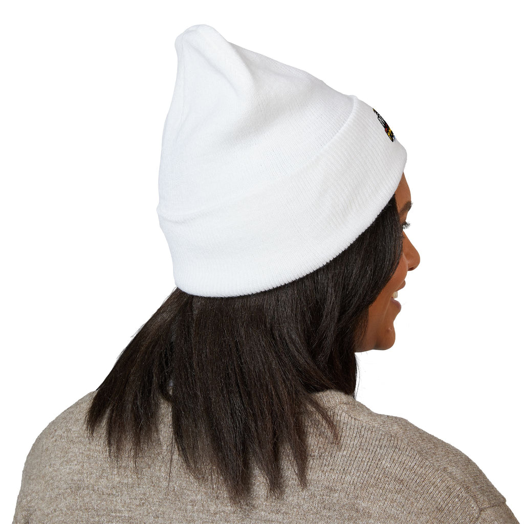 Embroidered 'Note Phase' Cuffed Beanie — Cute Retro Surf Graphic