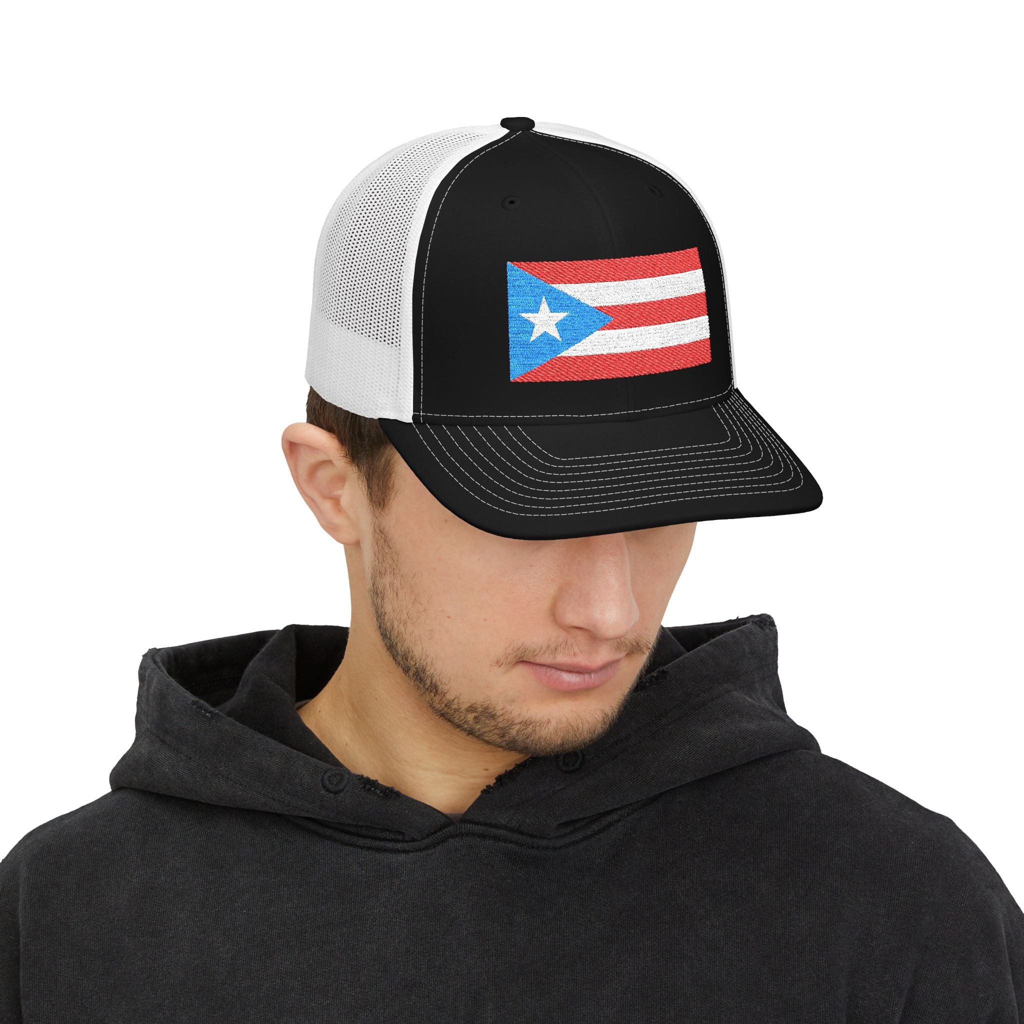 Puerto Rico Flag Embroidered Trucker Cap