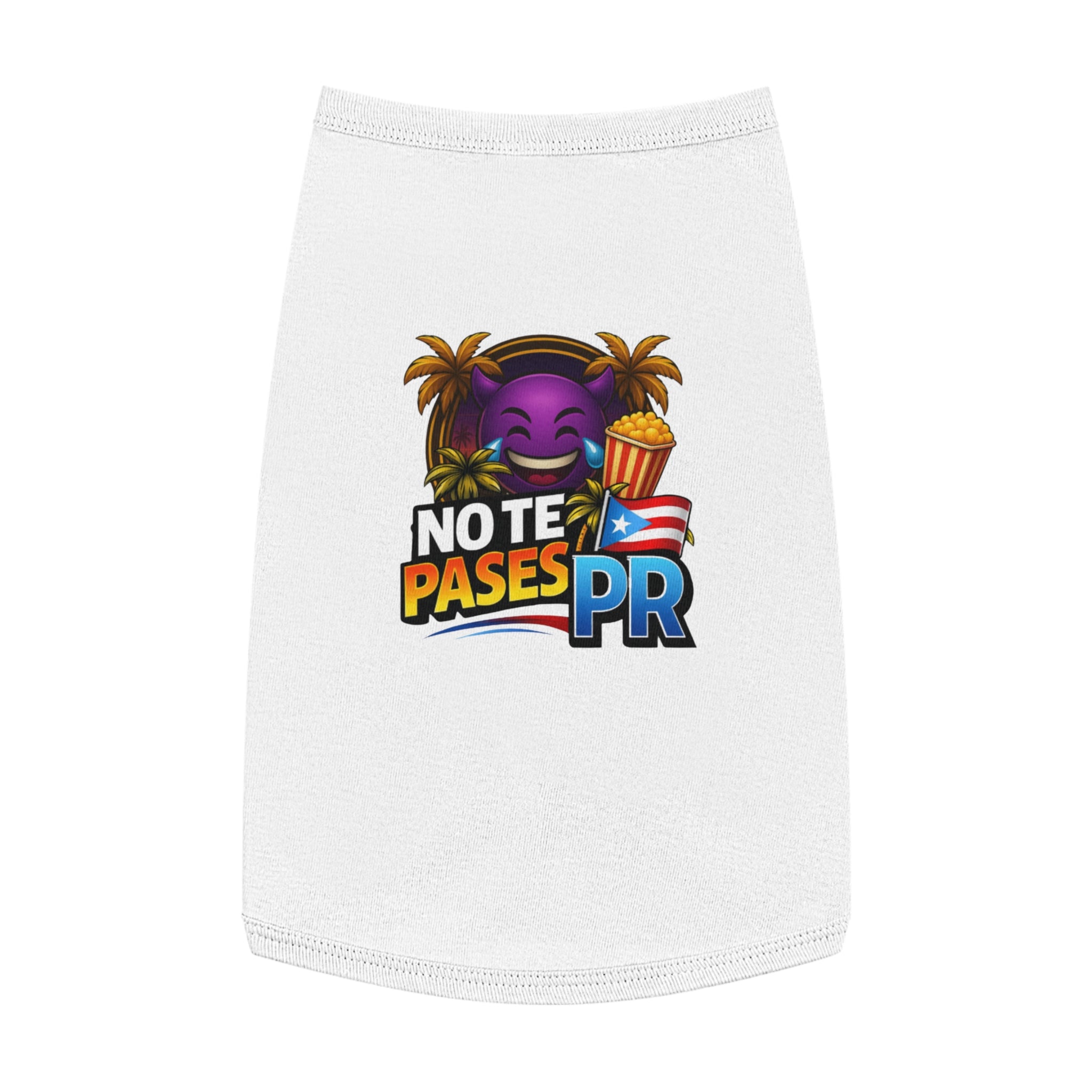 Pet Tank Top — "No Te Pases PR" Puerto Rican Emoji Graphic