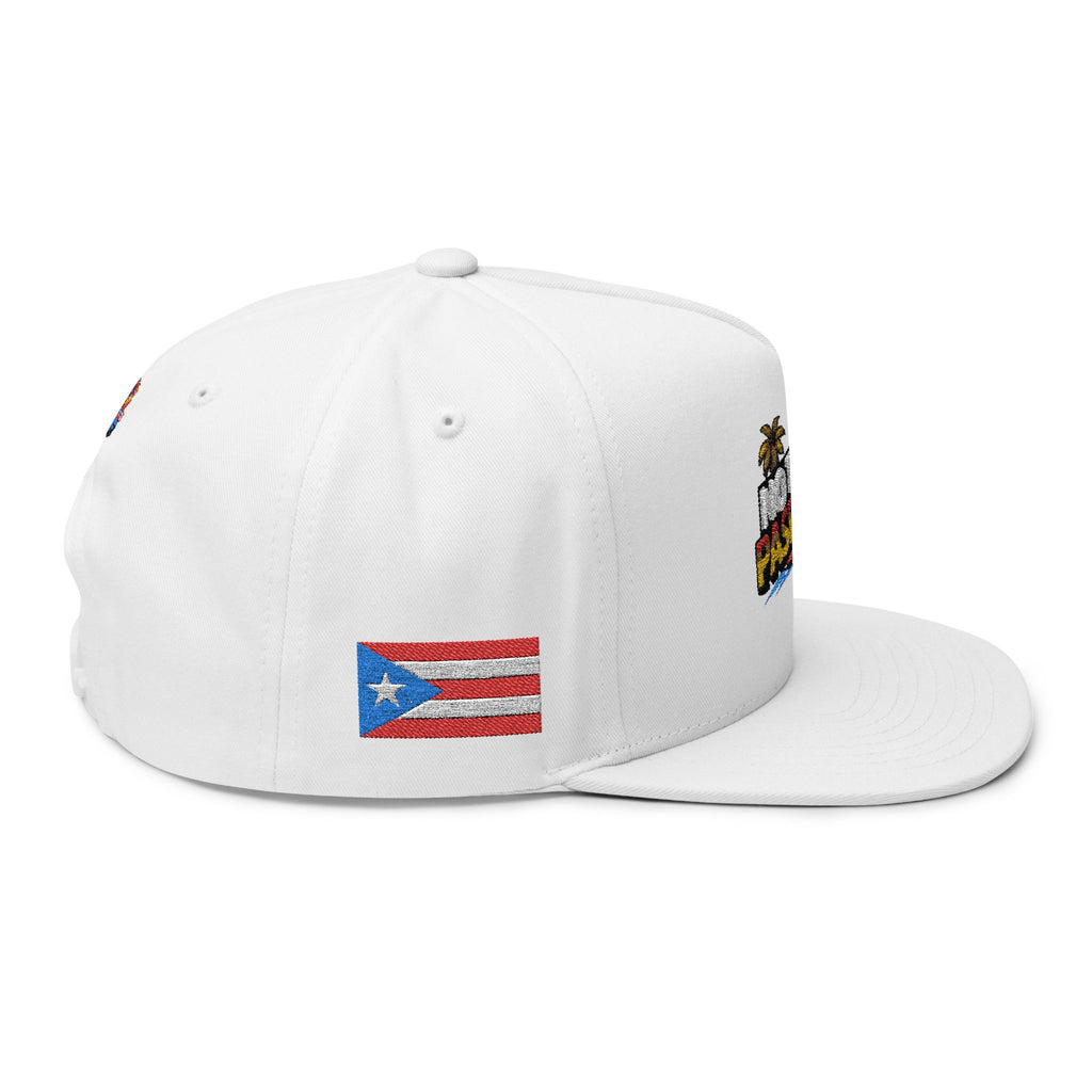 Flat Bill Cap — 'Note Pa' Se PR' Embroidered Puerto Rico Flag Snapback