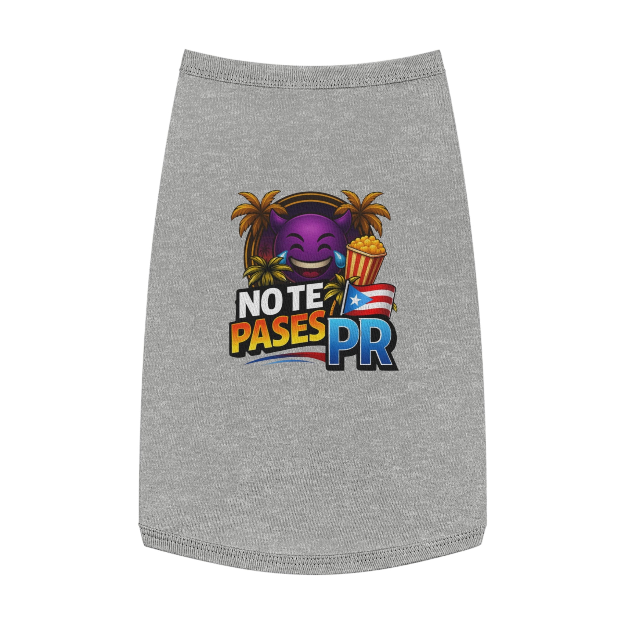 Pet Tank Top — "No Te Pases PR" Puerto Rican Emoji Graphic