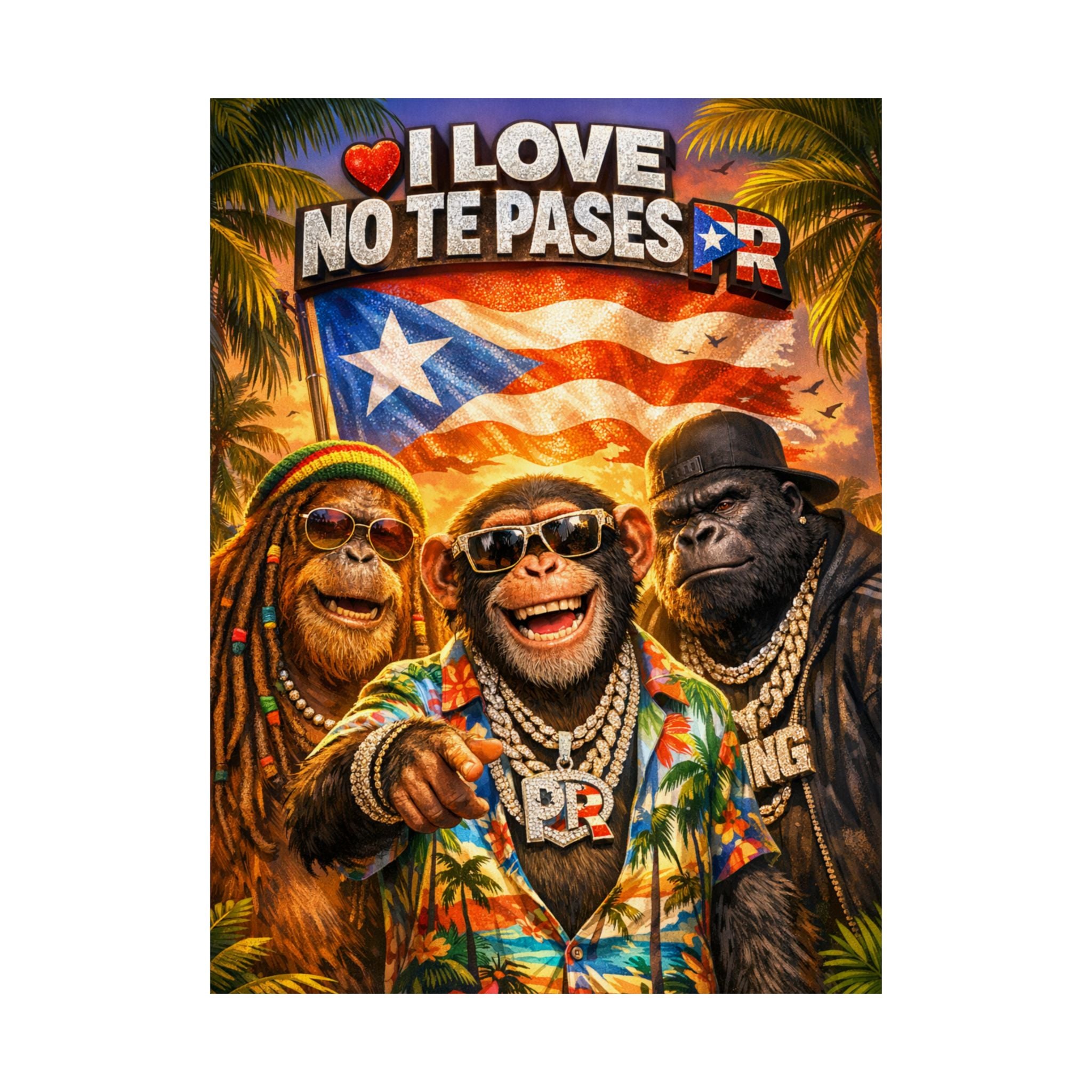 Puerto Rico Poster — "I Love No Te Pases" Matte Vertical Art Print