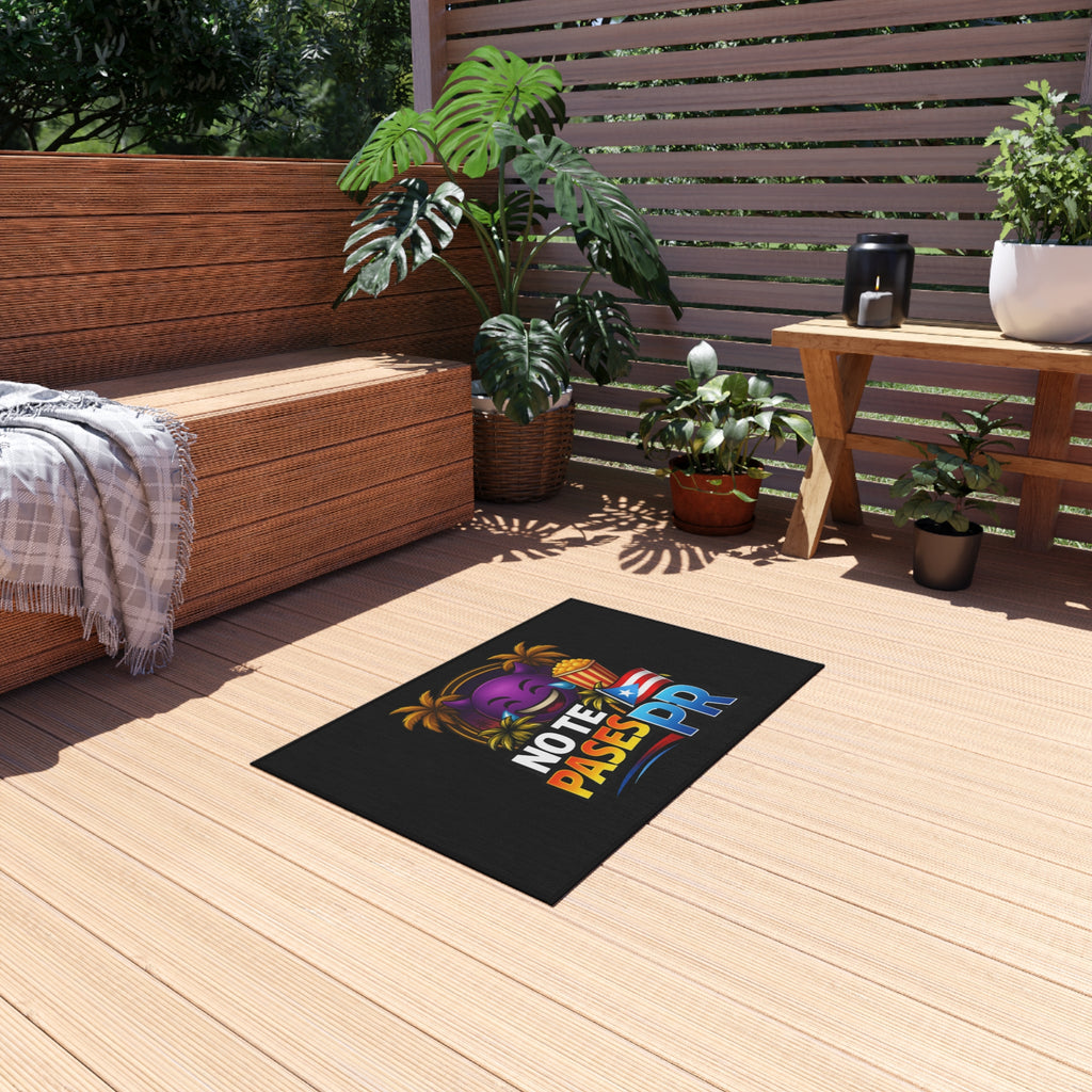 Outdoor Rug — "No Te Pases PR" Puerto Rico Emoji Patio Mat