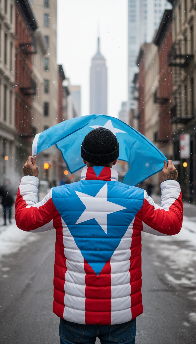 Puerto Rico Flag Puffer Jacket — Men’s Patriotic Quilted Coat