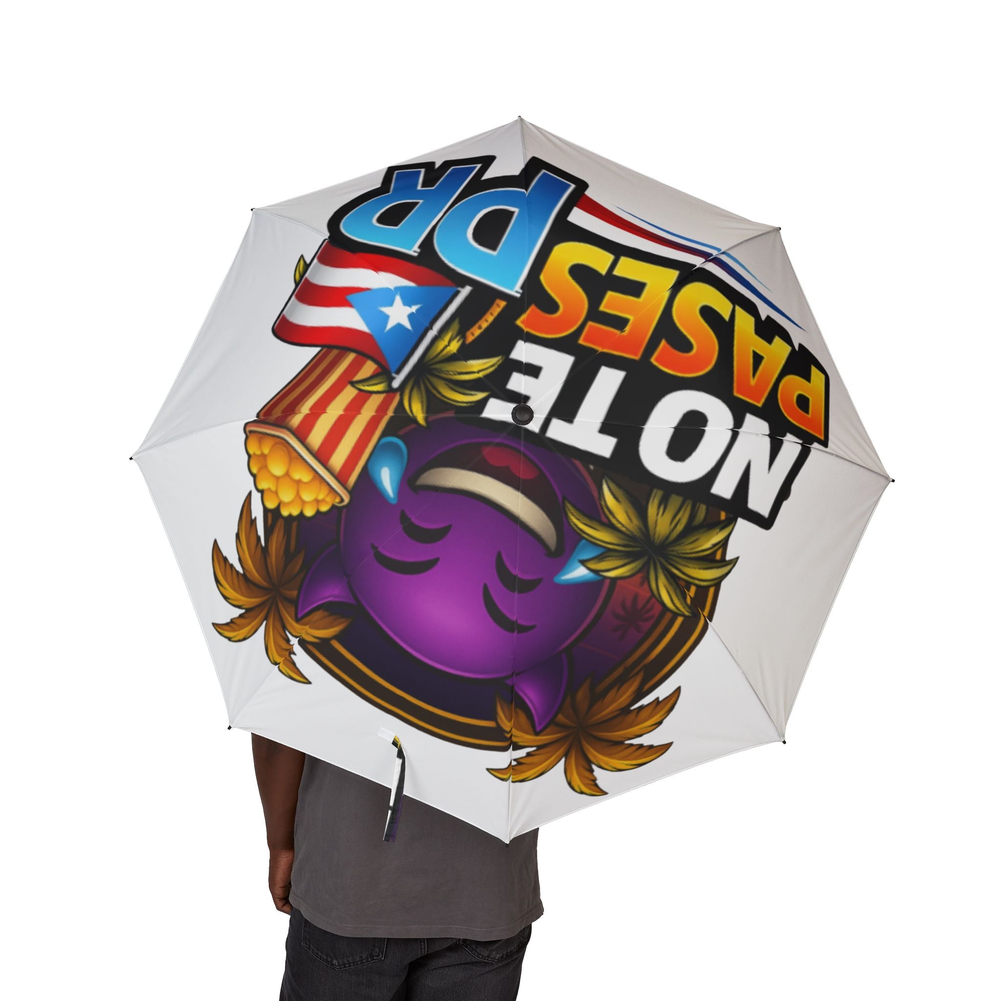 Puerto Rico Vibes Foldable Umbrella – "No Te Pares PR" Graphic Compact Umbrella