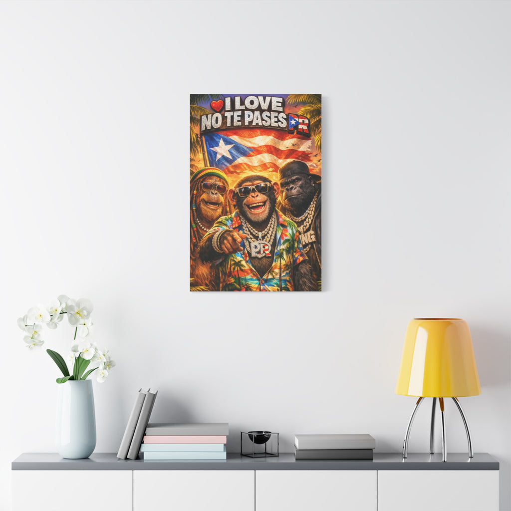 No Te Pases PR Patriotic  Apes Matte Canvas Wall Art