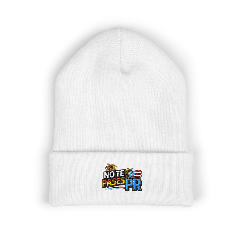 Embroidered 'Note Phase' Cuffed Beanie — Cute Retro Surf Graphic