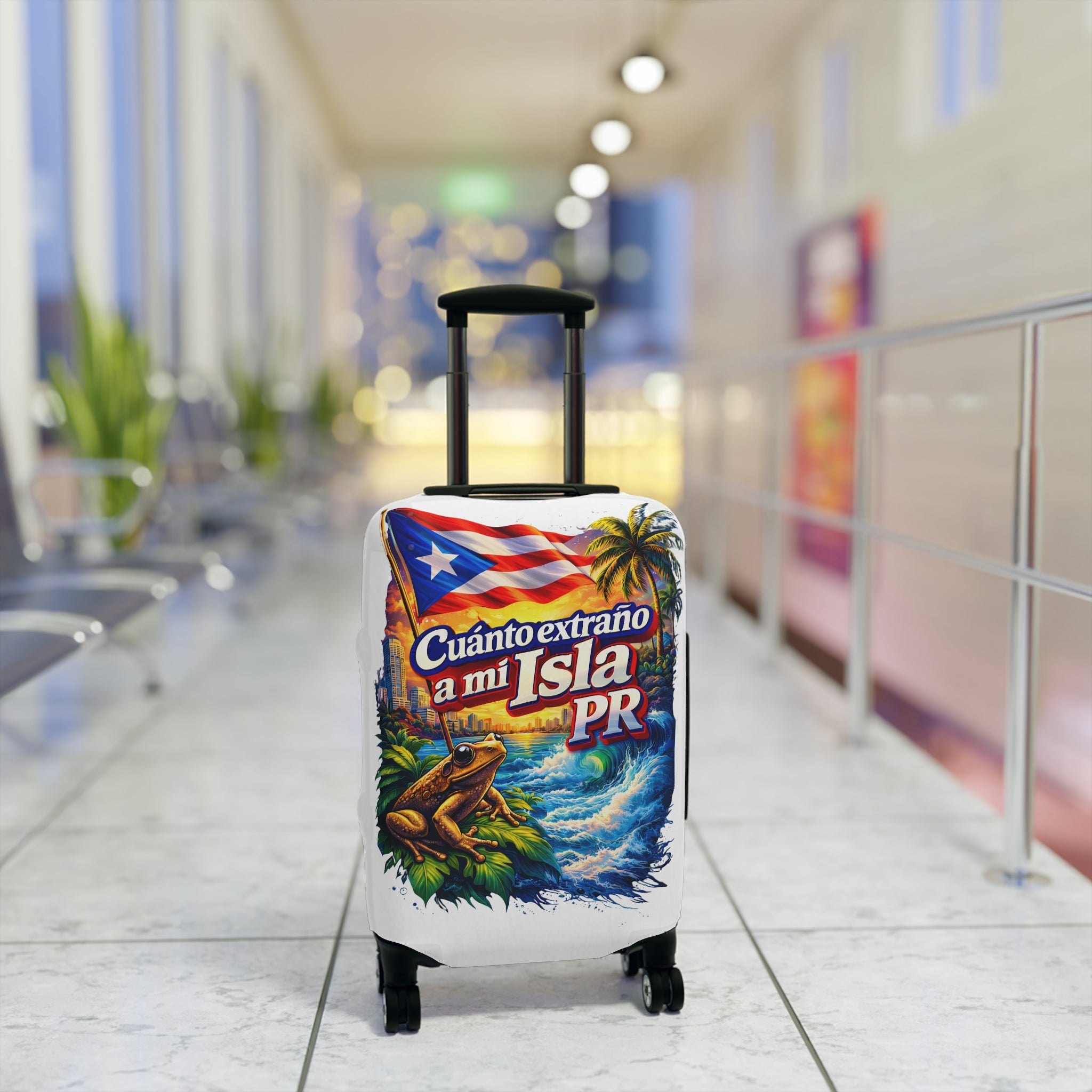 Puerto Rico Luggage Cover - "Cuánto extraño a mi Isla PR"