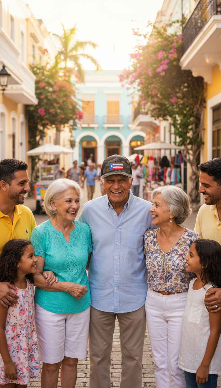 Camo Trucker Hat with Puerto Rico Flag Embroidery