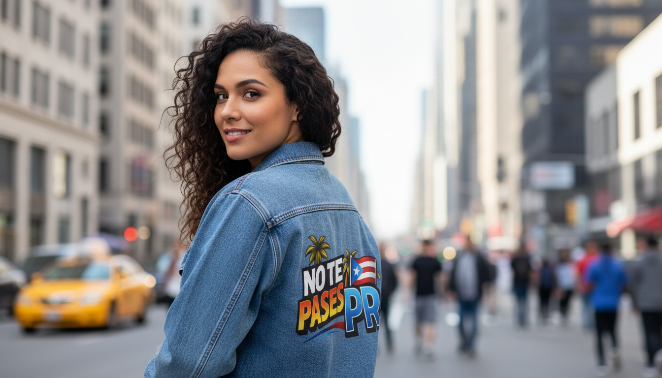 Denim Jacket — "No Te Pases PR"