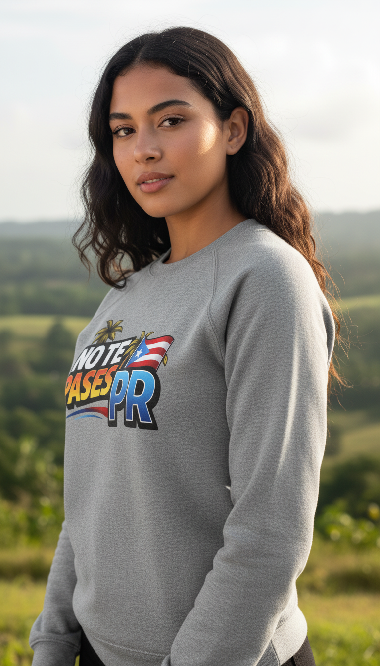 No Te Pases PR Sweatshirt — Puerto Rico Flag Graphic Raglan Crewneck