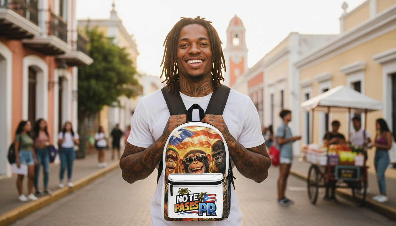 Puerto Rico 'No Te Pases' Backpack – Puerto Rican Flag Travel Daypack