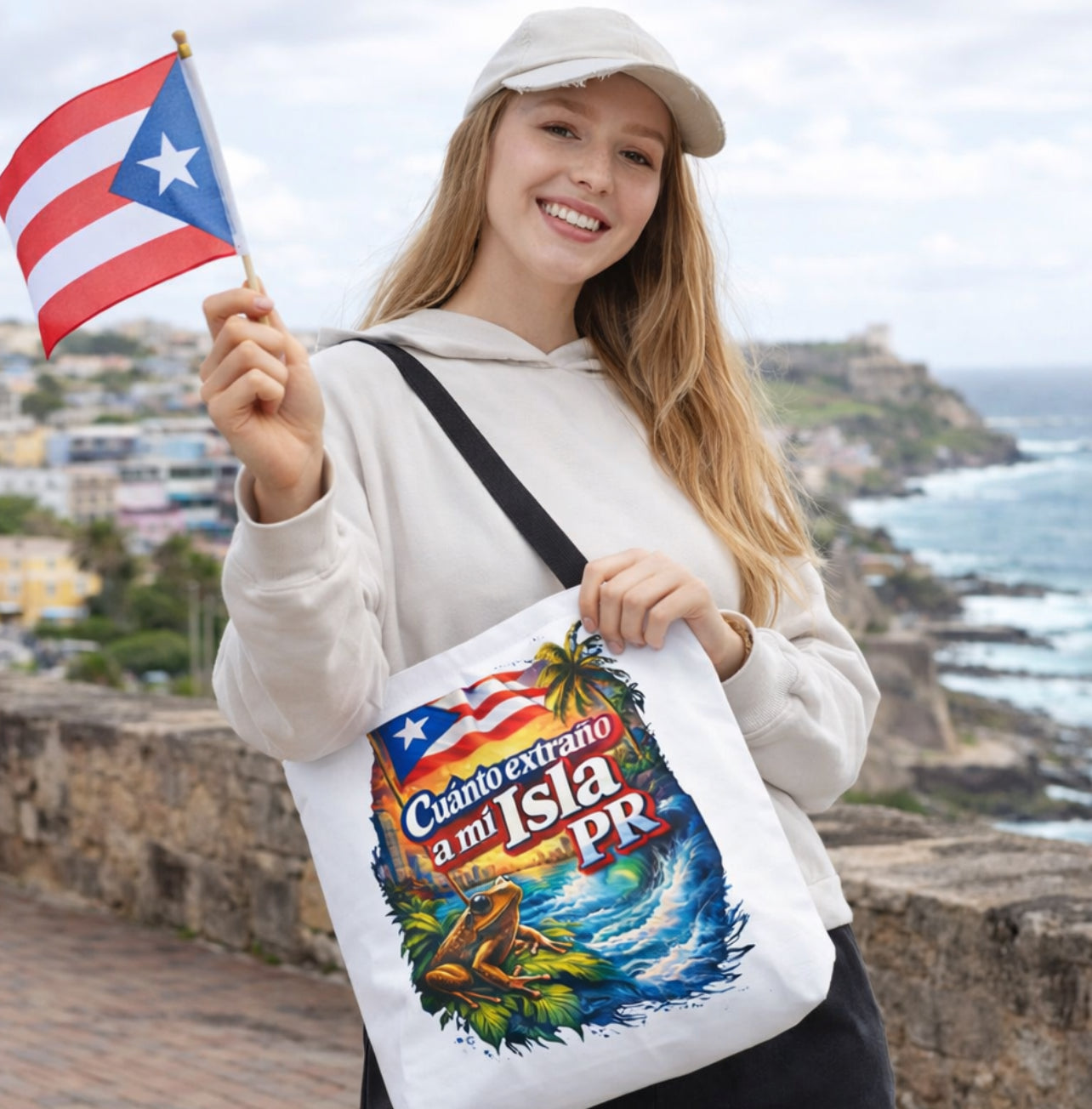 Puerto Rico Pride Tote Bag — "Cuánto extraño a mi Isla PR"